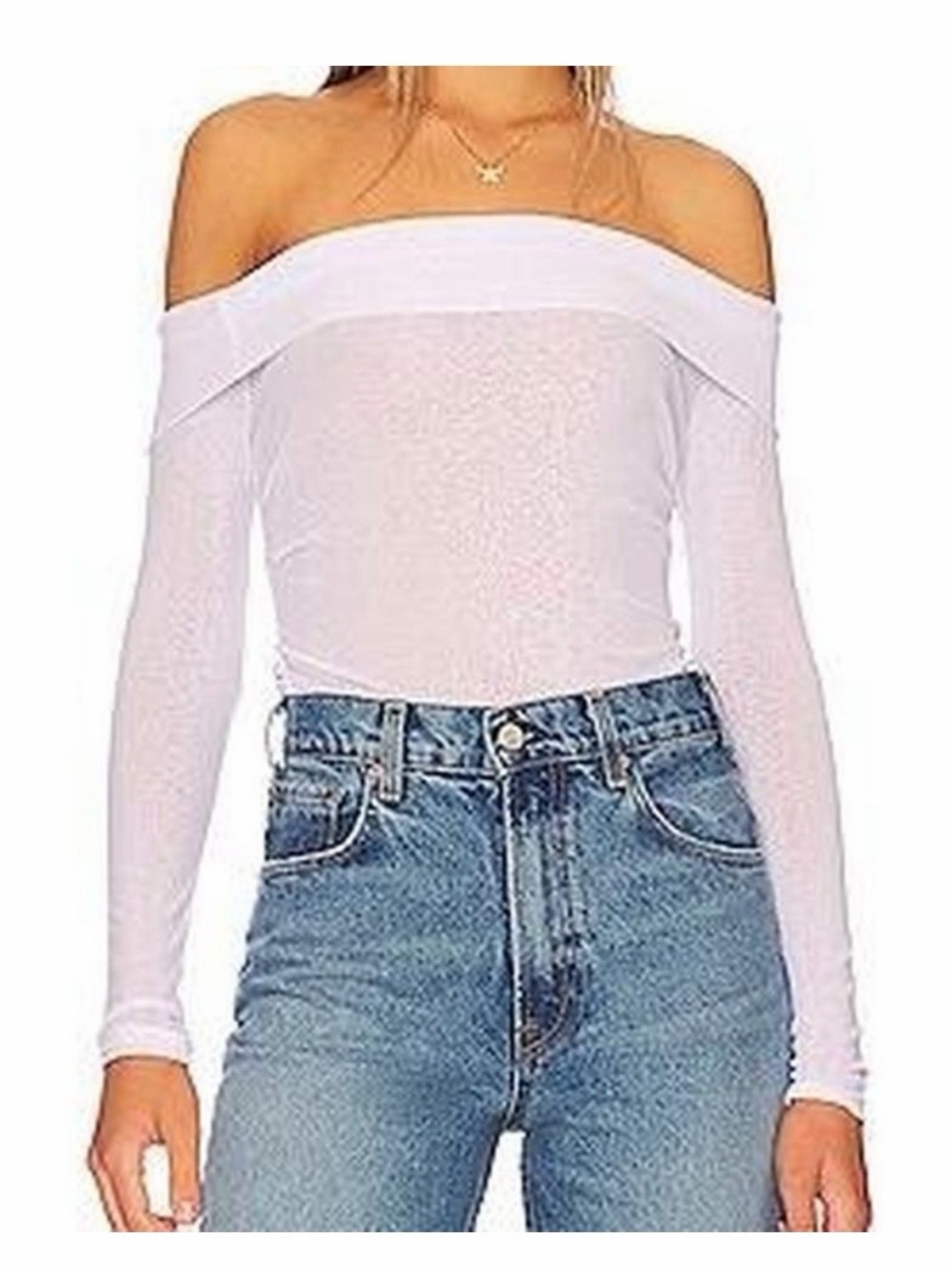 Off-Shoulder Long Sleeve White Women's Top - Revolve Brand All the Ways